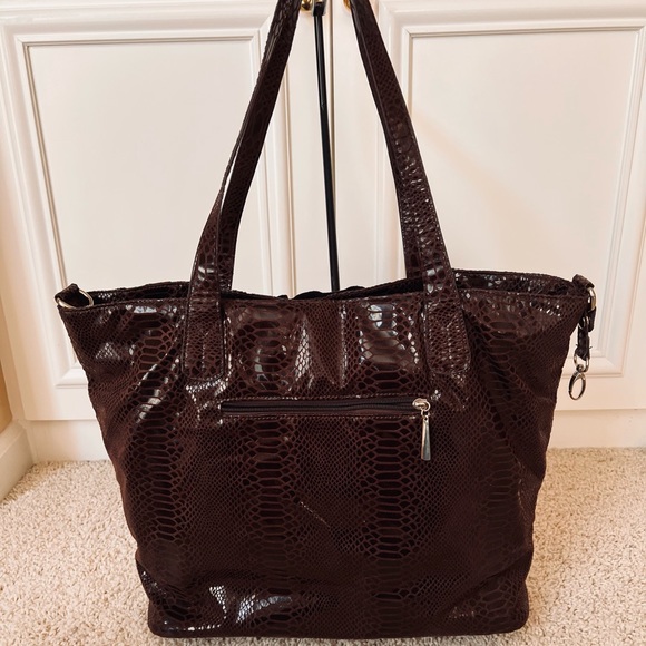 Faux Snake Embossed Rosette Large Tote - Picture 3 of 8